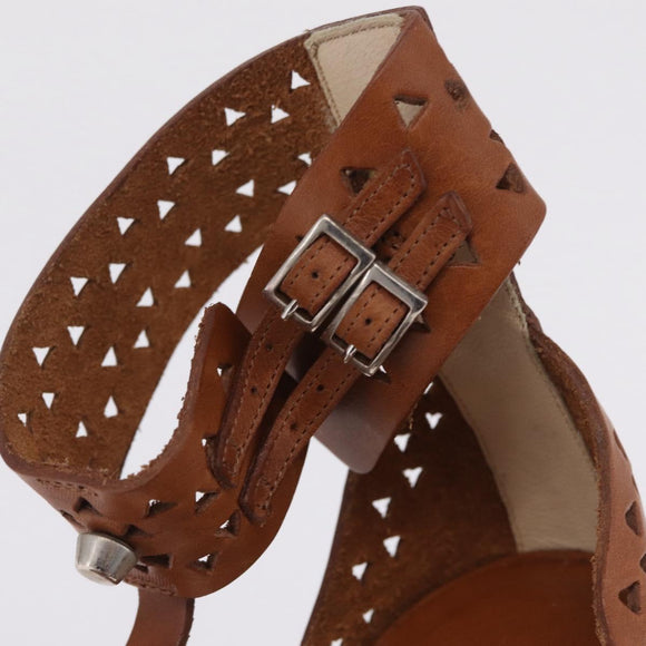 Jimmy Choo High Heels Sandals Leather 37 Brown Auth 213017A