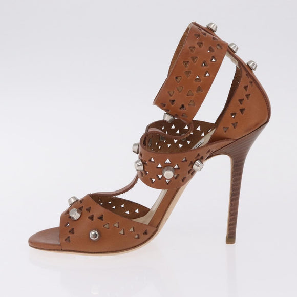 Jimmy Choo High Heels Sandals Leather 37 Brown Auth 213017A