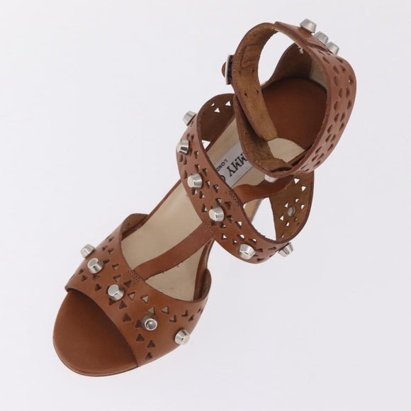 Jimmy Choo High Heels Sandals Leather 37 Brown Auth 213017A
