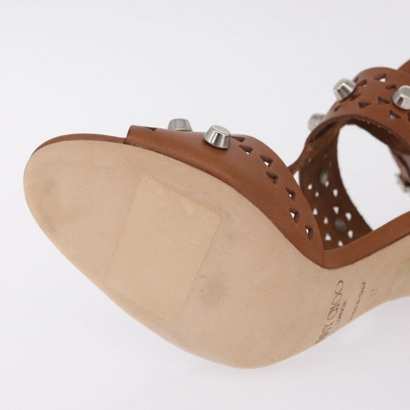 Jimmy Choo High Heels Sandals Leather 37 Brown Auth 213017A