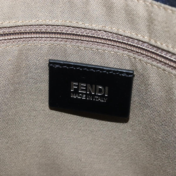 FENDI Zucca Canvas Hand Bag PVC Navy Silver 7VA271 Auth 213018V