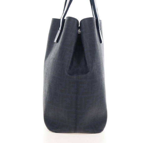 FENDI Zucca Canvas Hand Bag PVC Navy Silver 7VA271 Auth 213018V