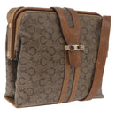 CELINE C Sulky Horse Carriage Shoulder Bag PVC Beige Gold Auth 213023-1