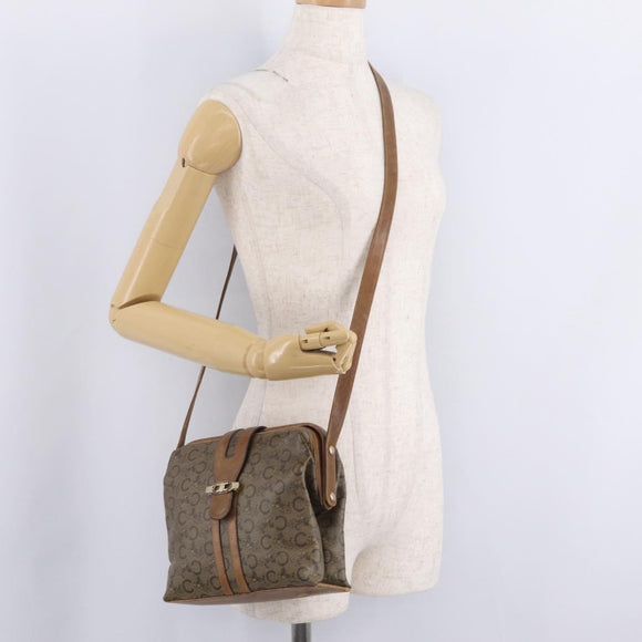 CELINE C Sulky Horse Carriage Shoulder Bag PVC Beige Gold Auth 213023