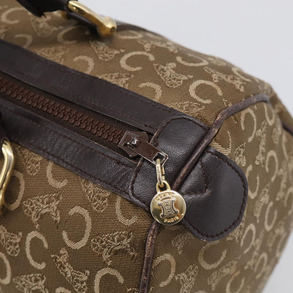 CELINE C Sulky Hand Bag Canvas Brown Gold Auth 213024