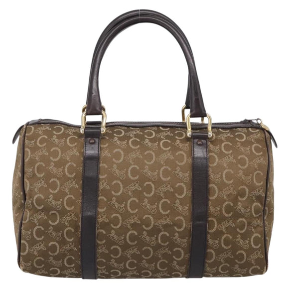 CELINE C Sulky Hand Bag Canvas Brown Gold Auth 213024