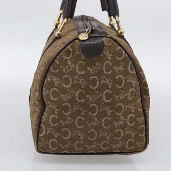 CELINE C Sulky Hand Bag Canvas Brown Gold Auth 213024