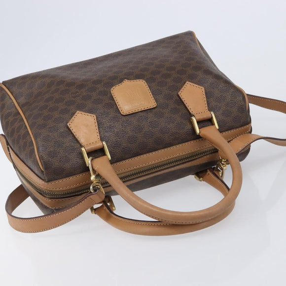 CELINE Macadam Canvas Shoulder Bag PVC Leather 3 Set Brown Auth 213027
