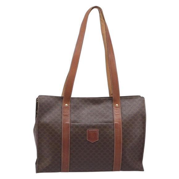 CELINE Macadam Canvas Shoulder Bag PVC Leather 3 Set Brown Auth 213027