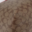 Coach Signature Tote Bag PVC Pac-Man Beige Silver Auth 213028M-10