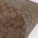 Coach Signature Tote Bag PVC Pac-Man Beige Silver Auth 213028M-11