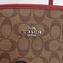 Coach Signature Tote Bag PVC Pac-Man Beige Silver Auth 213028M-15