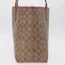 Coach Signature Tote Bag PVC Pac-Man Beige Silver Auth 213028M-4