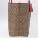 Coach Signature Tote Bag PVC Pac-Man Beige Silver Auth 213028M-5