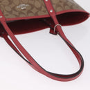 Coach Signature Tote Bag PVC Pac-Man Beige Silver Auth 213028M-7