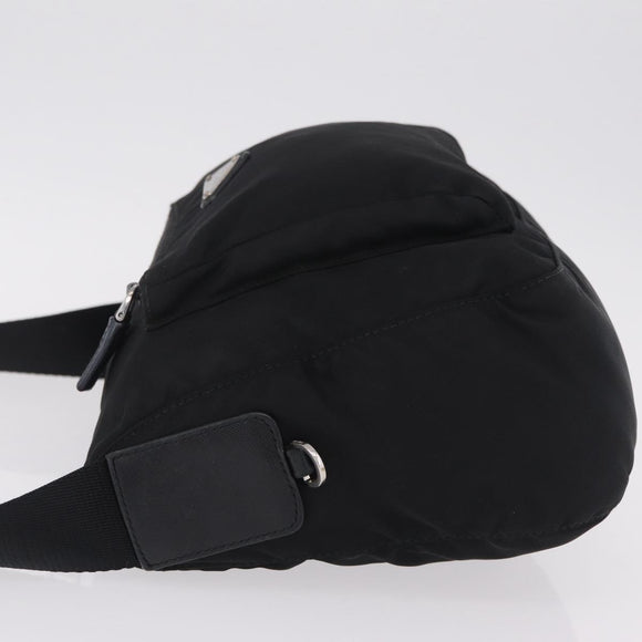 PRADA Shoulder Bag Nylon Black Silver Auth 213029