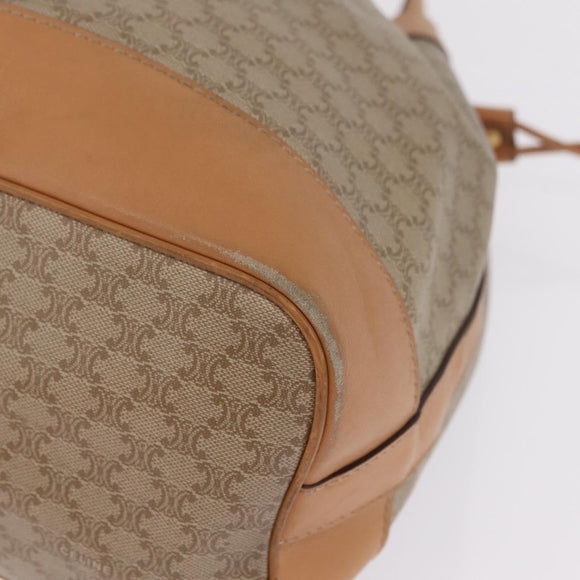 CELINE Macadam Canvas Shoulder Bag PVC Beige Gold Auth 213030