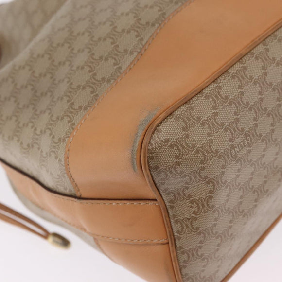 CELINE Macadam Canvas Shoulder Bag PVC Beige Gold Auth 213030