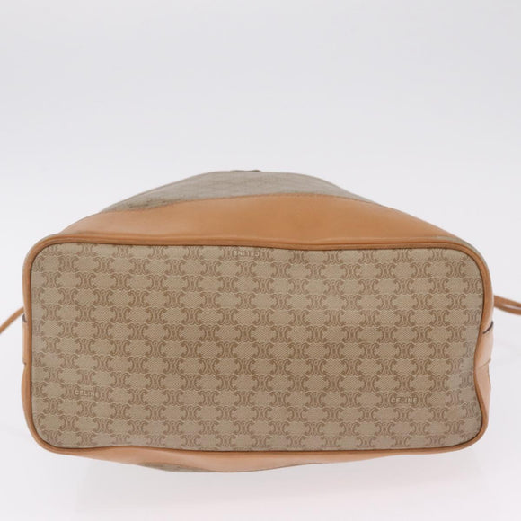 CELINE Macadam Canvas Shoulder Bag PVC Beige Gold Auth 213030