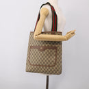 GUCCI GG Supreme Web Sherry Line Bag PVC Beige Gold 002 123 6487 Auth 213031A-21