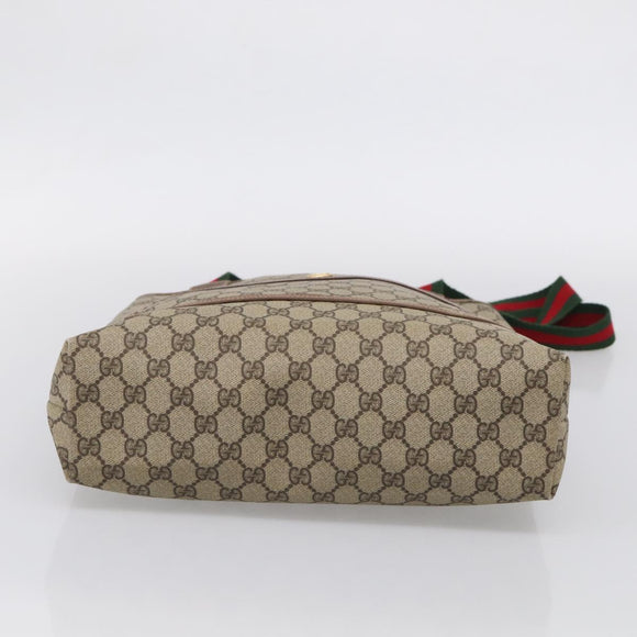 GUCCI GG Supreme Web Sherry Line Bag PVC Beige Gold 002 123 6487 Auth 213031A