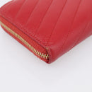 Saint Laurent Long Wallet Leather Red Gold Auth 213041-16