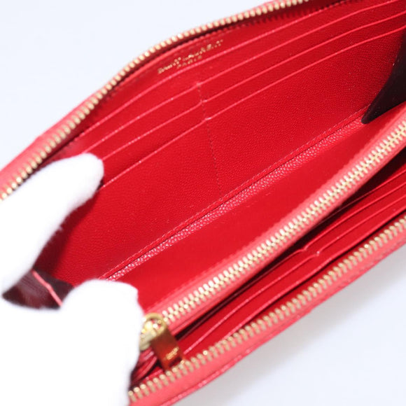 Saint Laurent Long Wallet Leather Red Gold Auth 213041