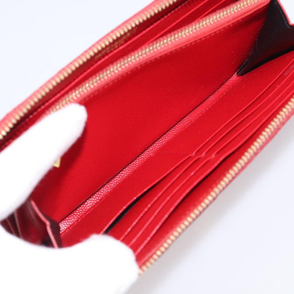 Saint Laurent Long Wallet Leather Red Gold Auth 213041