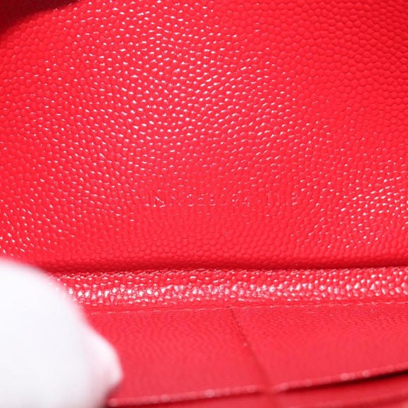 Saint Laurent Long Wallet Leather Red Gold Auth 213041