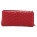 Saint Laurent Long Wallet Leather Red Gold Auth 213041-3
