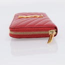 Saint Laurent Long Wallet Leather Red Gold Auth 213041-3