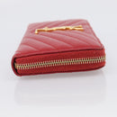 Saint Laurent Long Wallet Leather Red Gold Auth 213041-5