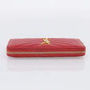 Saint Laurent Long Wallet Leather Red Gold Auth 213041-5