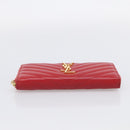Saint Laurent Long Wallet Leather Red Gold Auth 213041-7
