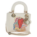 Christian Dior Lady Dior Dioramar Bag Calf Skin 2way White Gold Auth 213042M-1