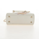 Christian Dior Lady Dior Dioramar Bag Calf Skin 2way White Gold Auth 213042M-14