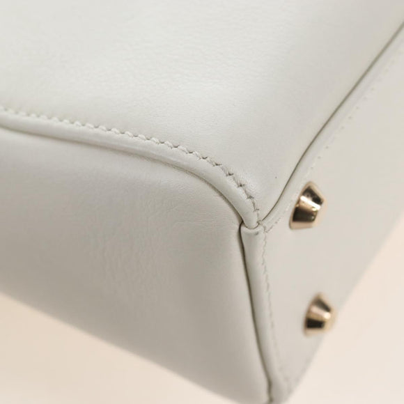 Christian Dior Lady Dior Dioramar Bag Calf Skin 2way White Gold Auth 213042M