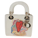 Christian Dior Lady Dior Dioramar Bag Calf Skin 2way White Gold Auth 213042M-2