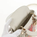Christian Dior Lady Dior Dioramar Bag Calf Skin 2way White Gold Auth 213042M-23