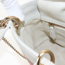 Christian Dior Lady Dior Dioramar Bag Calf Skin 2way White Gold Auth 213042M-27