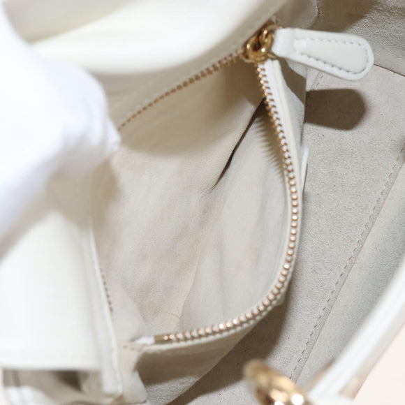 Christian Dior Lady Dior Dioramar Bag Calf Skin 2way White Gold Auth 213042M