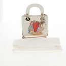 Christian Dior Lady Dior Dioramar Bag Calf Skin 2way White Gold Auth 213042M-32