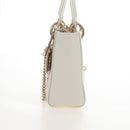 Christian Dior Lady Dior Dioramar Bag Calf Skin 2way White Gold Auth 213042M-4