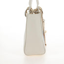 Christian Dior Lady Dior Dioramar Bag Calf Skin 2way White Gold Auth 213042M-5