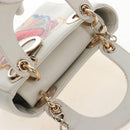 Christian Dior Lady Dior Dioramar Bag Calf Skin 2way White Gold Auth 213042M-6