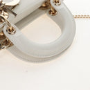 Christian Dior Lady Dior Dioramar Bag Calf Skin 2way White Gold Auth 213042M-7