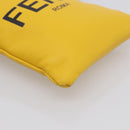 FENDI Drawstring Pouch Leather Yellow Black Auth 213047M-13