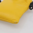 FENDI Drawstring Pouch Leather Yellow Black Auth 213047M-14