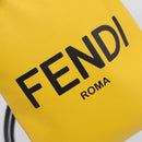 FENDI Drawstring Pouch Leather Yellow Black Auth 213047M-16