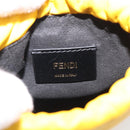 FENDI Drawstring Pouch Leather Yellow Black Auth 213047M-18